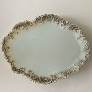 Antique Dithridge Victorian Milk Glass Vanity Dish Dresser Tray